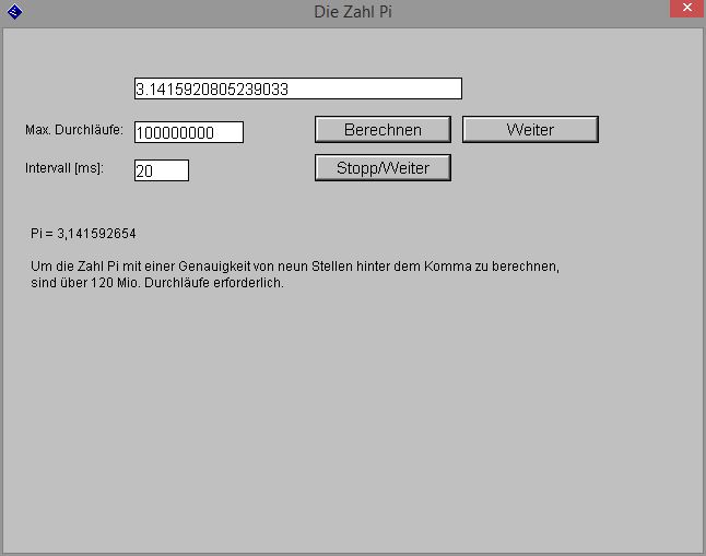 Kreiszahl Pi Berechnung Version 1, Leibniz-Reihe (2011)